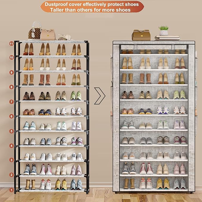 Shoe Rack 10Tier Large Capacity 50-56Pairs Beautiful Tall Shoe Shelf Free - Image 4