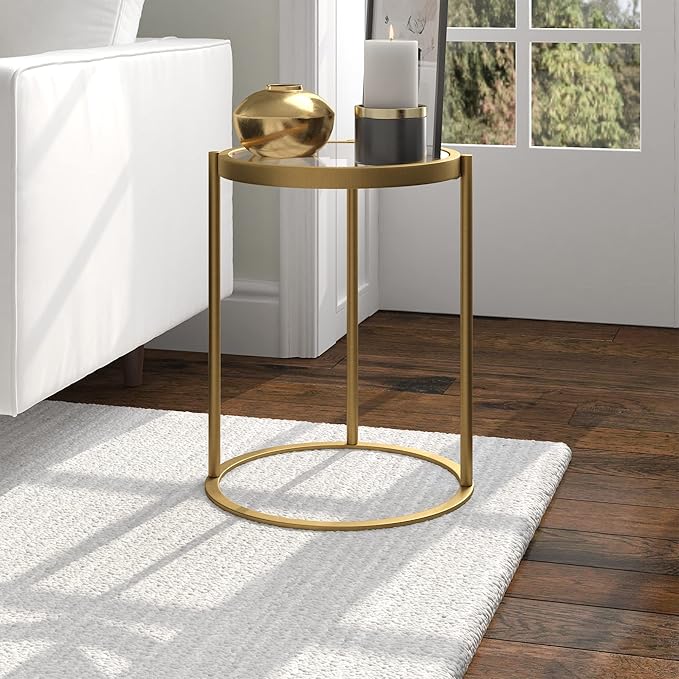 Duxbury 16'' Wide Round Side Table in Brass - Image 4