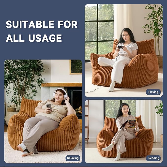 Oversized Bean Bag Chair for Adults, Giant Comfy Plush Boneless Bean Bag Couch - Image 5