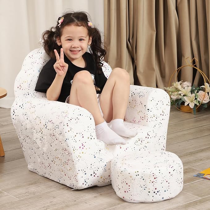 Kids Sofa with Ottoman, Shell-Like Sofa - Image 2