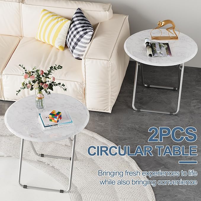TV Tray Table, Round Folding Table, Foldable Snack Tray - Image 7