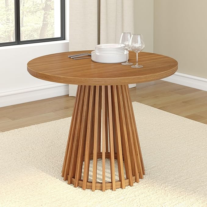 Plank+Beam Lido Round Dining Table, Minimalist Kitchen Table by PlankBeam