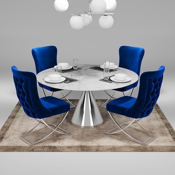 Ottomanson Royal Dining Chairs Set of 2 – Upholstered Tufted Microfiber - Image 2