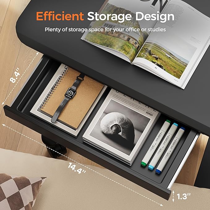 Mobile Standing Desk with Drawer, Portable Laptop Workstation on Wheels - Image 7