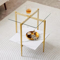 Square Glass End Table, Mid-Century Modern Design Sofa Table, by LumFurn
