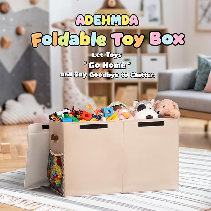 80L Large Toy Storage Box with Lid, Large Toy Box Chest - Image 3