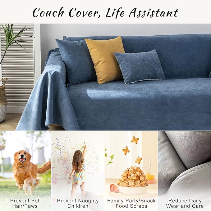 STACYPIK Waterproof Dark Blue Sofa Cover, Washable Couch Cover - Image 6