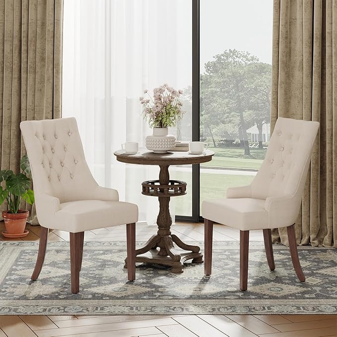 COLAMY Fabric Side Dining Chairs Set of 4, Wingback Upholstered Dining Room - Image 8