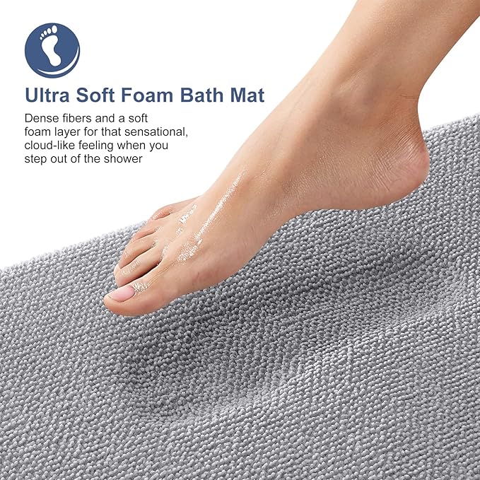 OLANLY Thick Memory Foam Bath Mat Rug 70x24, Extra Soft Absorbent Bathroom Rug - Image 2