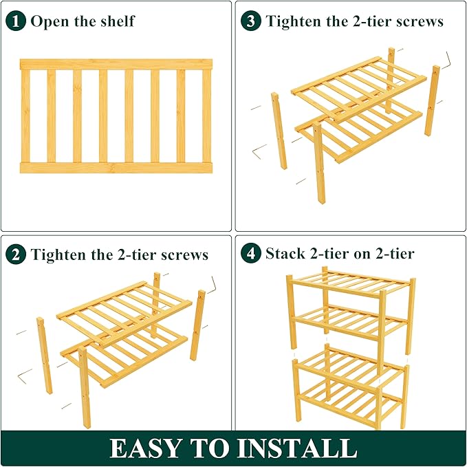 Smiry Shoe Rack, 4 Tier Small Bamboo Shoe Organizer, Stackable Free Standing - Image 6