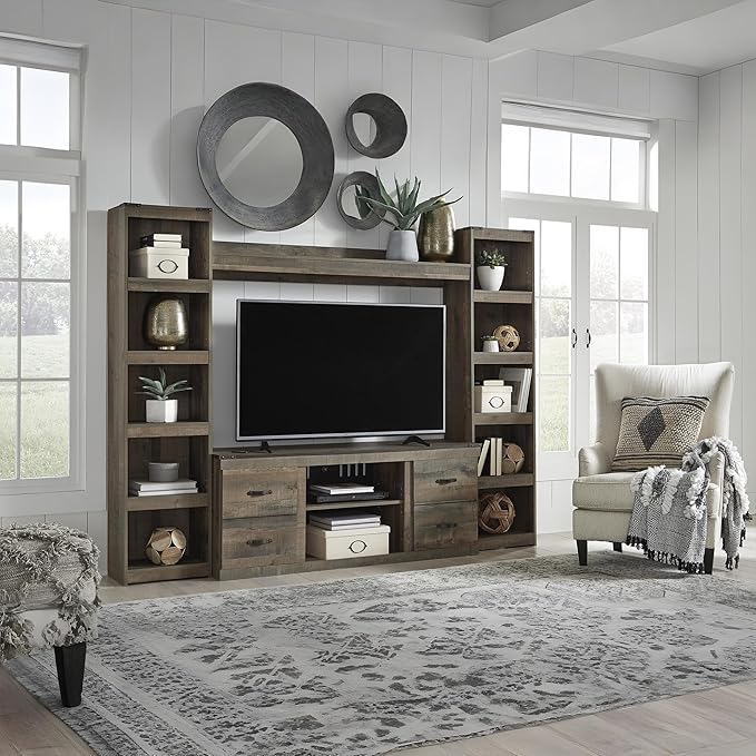 Signature Design by Ashley Trinell Rustic 4-Piece Entertainment Center - Image 6