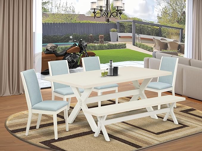 East West Furniture X027LA015-6 6 Piece Dining Table Set Contains a Rectangle - Image 2