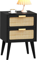 Rattan Nightstand, Wood End Table, Side Table by YAUKOMEL