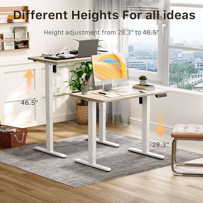 JOY worker Small Electric Standing Desk, Light Walnut Sit to Stand Workstation - Image 5