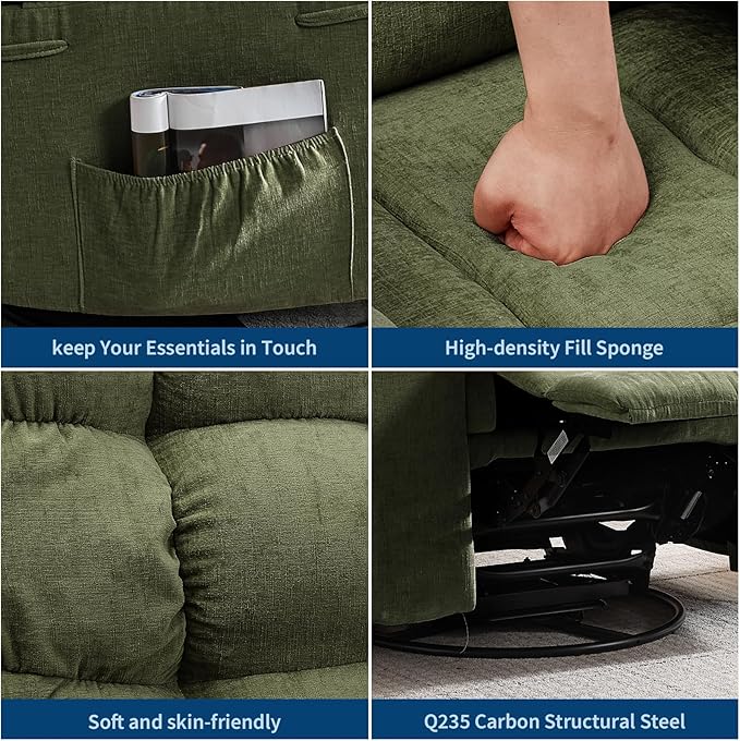 Rocking Recliner Chair with Vibration Massage & Heat, 360° Swivel Oversized - Image 7