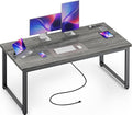 Huuger 55 x 24 inch Desk with Power Outlets & USB-C, Deeper & Thicker Desktop by Huuger