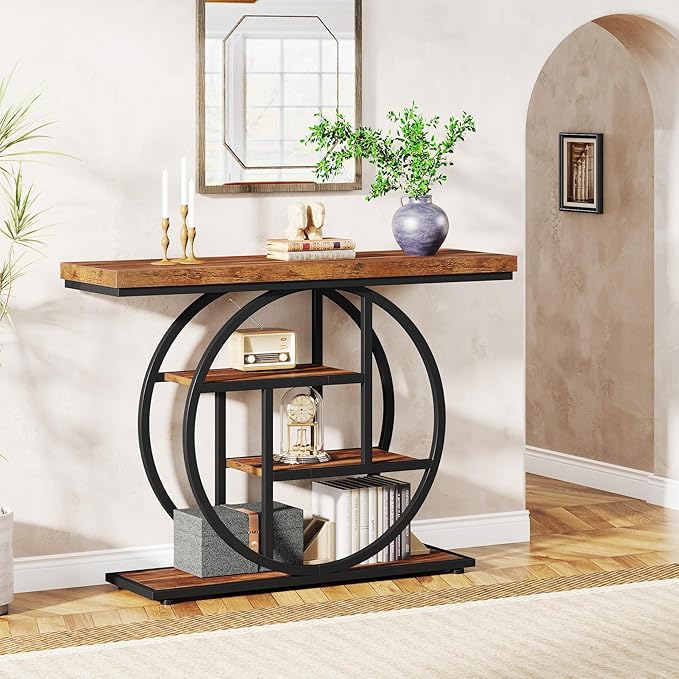Tribesigns 41.3" Console Table, Industrial 4-Tier Sofa Table Entryway Table - Image 4