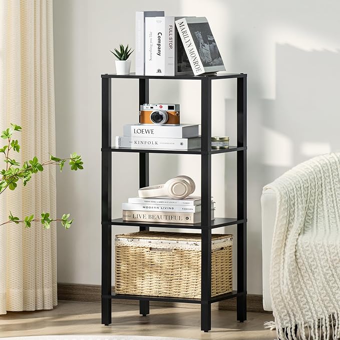 4 Tier Tall Wooden Bookshelf by YUFAM