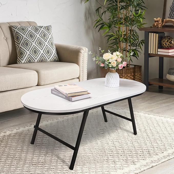 Small Oval Coffee Table Wooden Low Coffee Table - Image 2