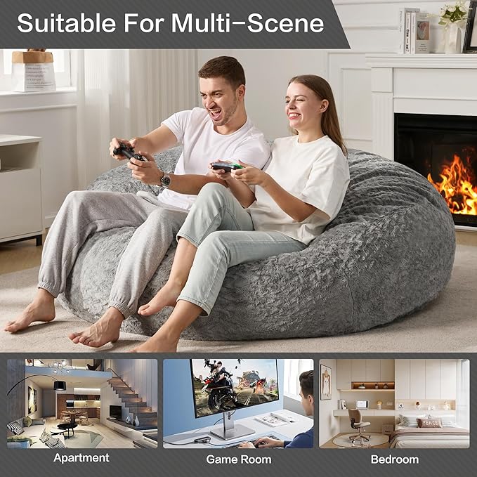 Hobestluk 6ft Bean Bag Chairs for Adults Large Beanbag Chair - Image 5