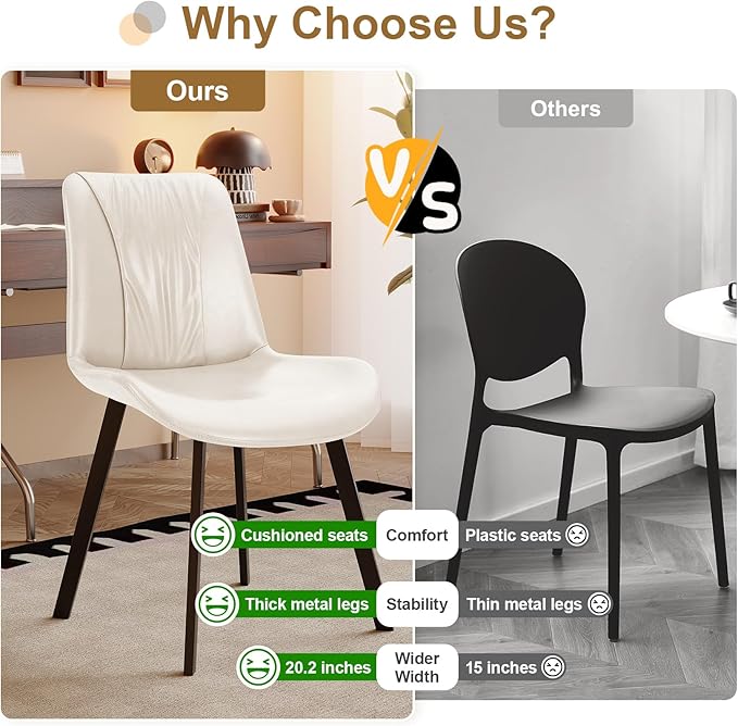 Upholstered Dining Chairs Set of 2, Modern Kitchen & Dining Room Chairs - Image 3