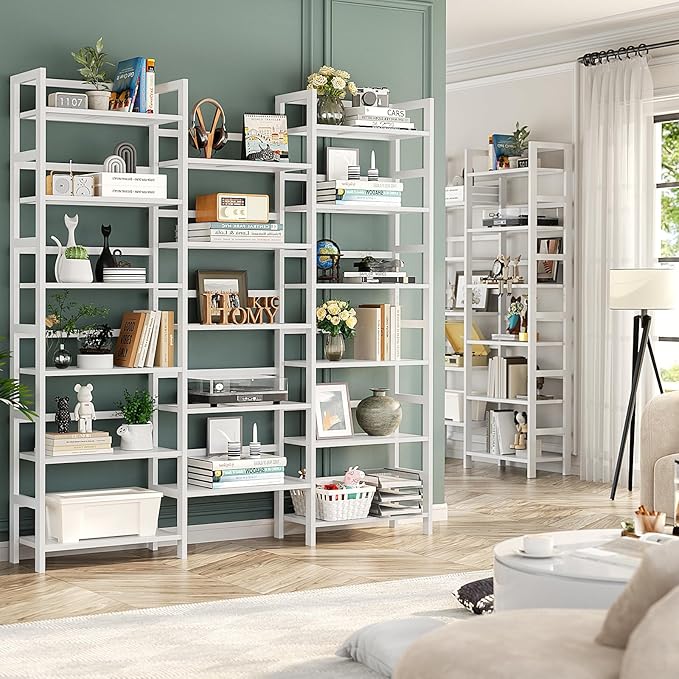 Homykic Bamboo Triple Wide Shallow Bookshelves and Bookcases, 6-Tier 6ft Tall - Image 4