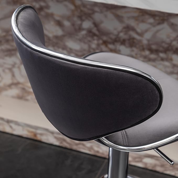 Roundhill Furniture Masaccio Velvet Upholstered Adjustable Swivel Barstool - Image 9