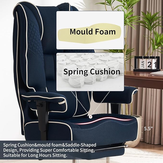 Big and Tall Office Chair 400lbs Wide Seat, Leather High Back Executive Office - Image 4
