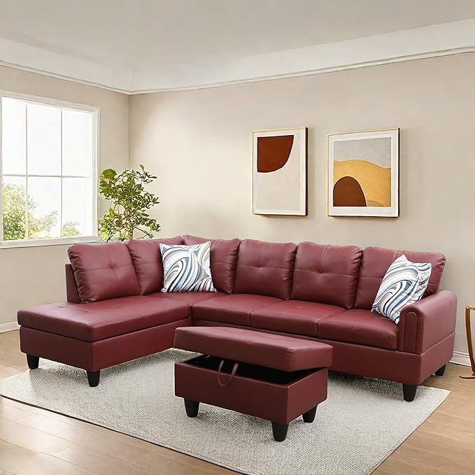 NAYSAYE Sectional Couch with Ottoman Storage, L Shaped Couch Sofa Furniture Sets - Image 4