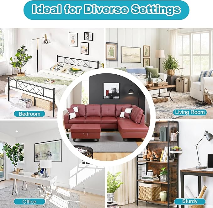 Couches for Living Room Faux Leather L Shaped Couch Comfy 3 Pieces Sectional - Image 7
