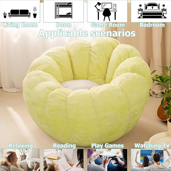 Pumpkin Bean Bag Sofa Chair for Adult, Beanbag Couch - Image 6