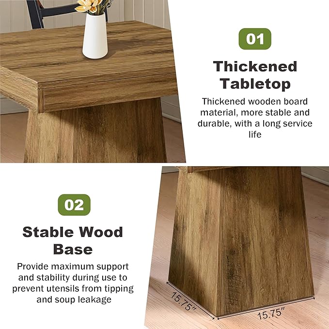 NicBex Square Dining Table for 4, 31.5" Farmhouse Dinner Table Small Dining - Image 3