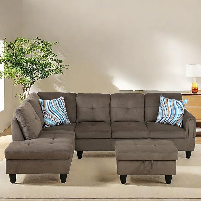 NAYSAYE Sectional Couch with Ottoman Storage, L Shaped Couch Sofa Furniture Sets - Image 4