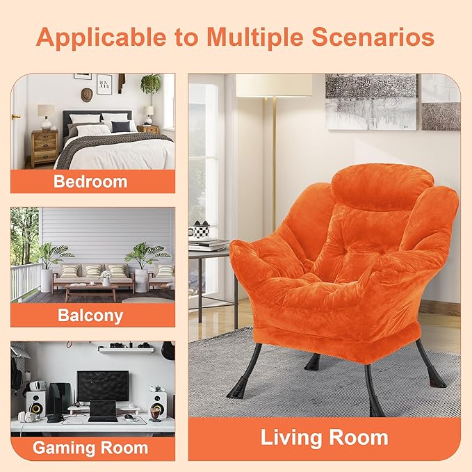 Fabric Lazy Chair for Adults, Oversized Upholstered Sofa Chair, Plush Comfy - Image 7