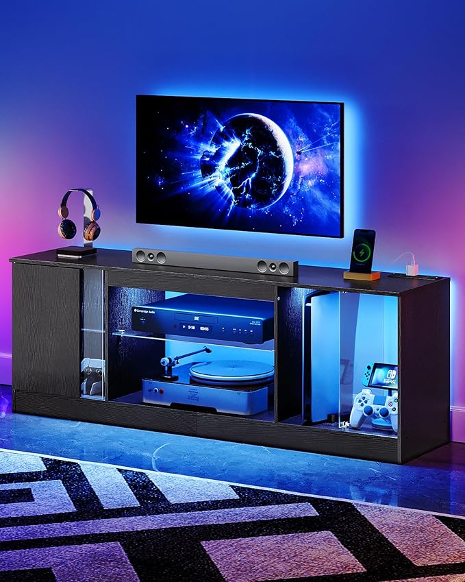 TV Stand with Power Outlets 55 65 inch, Modern Entertainment Center with by Choezon