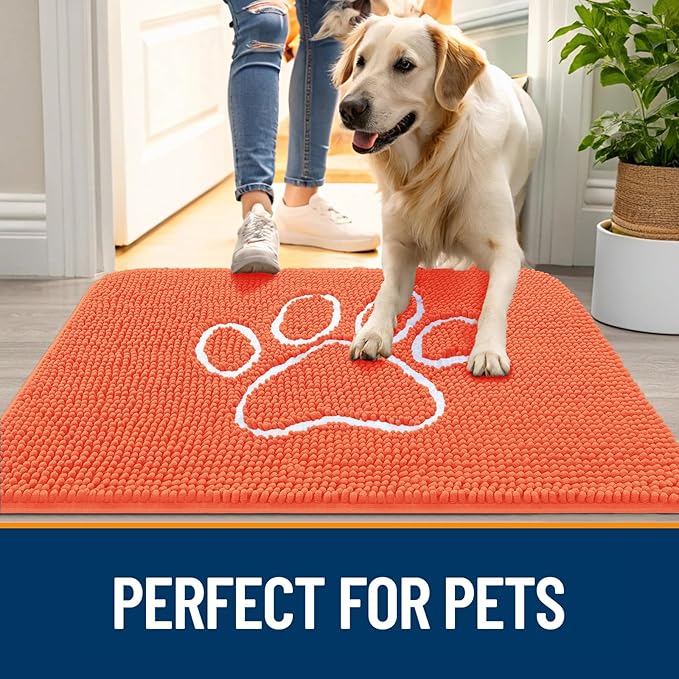 OLANLY Door Mat for Muddy Dog Paws 30x20, Ultra Absorbent Chenille Mud Doormat - Image 6