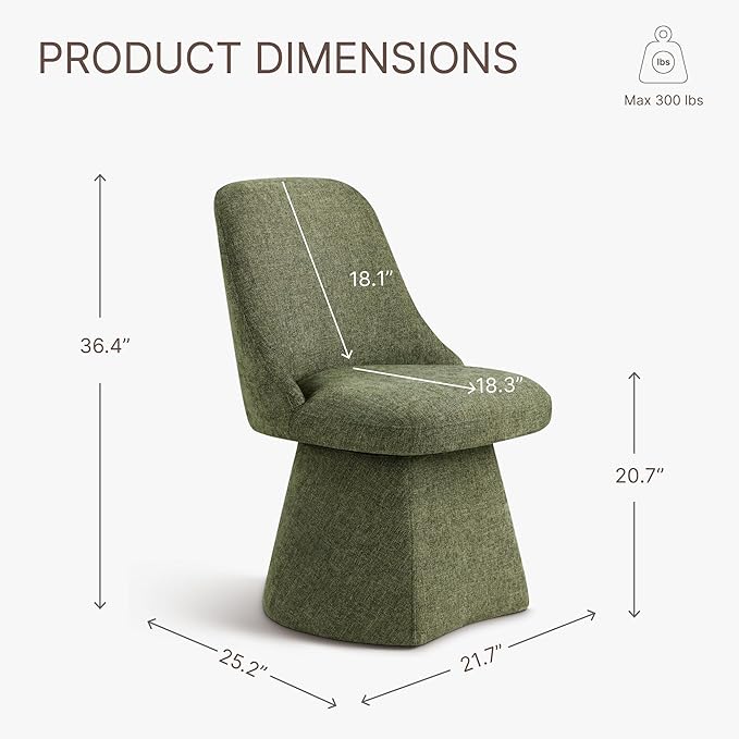 Swivel Dining Chair Mid Century Modern DeskChair High Back Upholstered Linen - Image 3