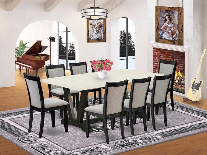 East West Furniture V627MZ650-9 9 Piece Kitchen Table Set Includes a Rectangle - Image 2