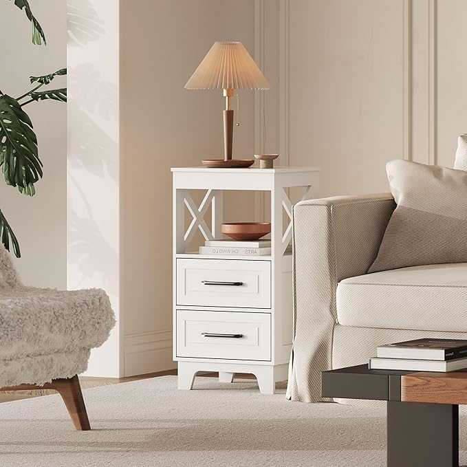 Tall Nightstand Set of 2 Side Table - Image 2