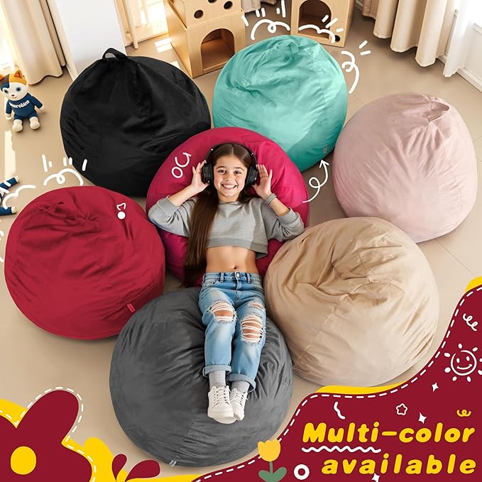 HABUTWAY 2FT Bean Bag Chair, Teardrop Bean Bag Chair Luxurious Velvet Ultra - Image 7