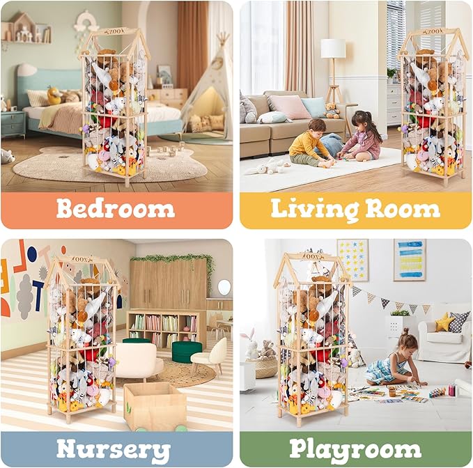 Stuffed Animal Storage, Wooden Stuffed Animal Holder Stuffed Animal Zoo - Image 7
