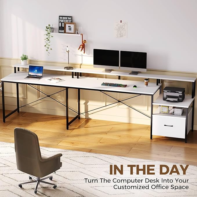 Rolanstar Computer Desk with File Drawer, L Shaped Computer Corner Desk with - Image 5