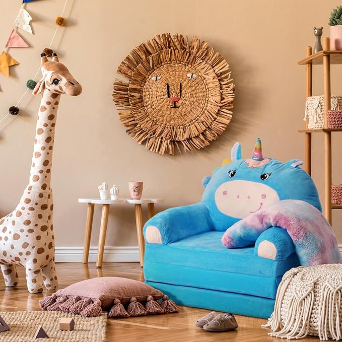 Unicorn Kids Couch Fold Out 2-in-1 Toddler Sofa Fold Out - Image 7