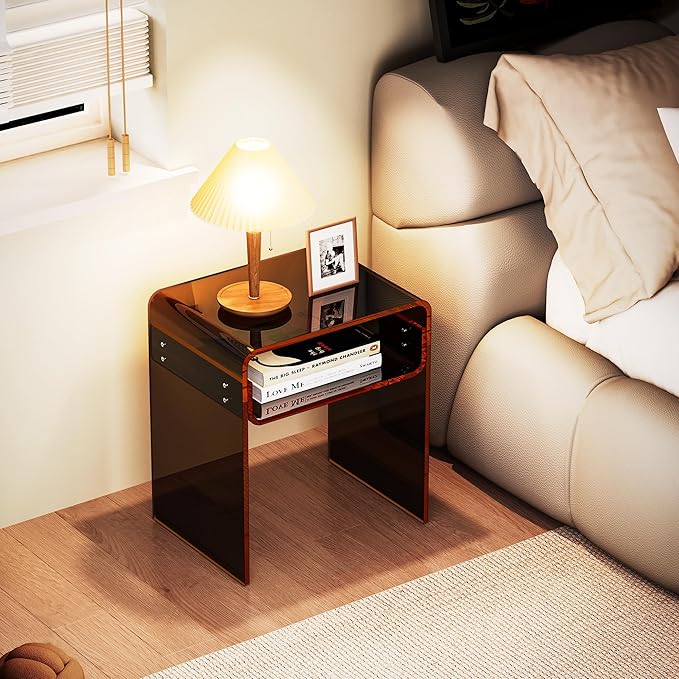Clear Acrylic End Table 2-Tier Bedside Nightstand - Image 6