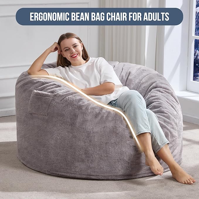 Hobestluk 4ft Bean Bag Chairs for Adults Large Beanbag Chair - Image 3