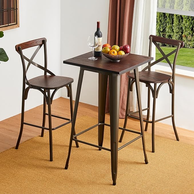 Glitzhome 41.25" H Modern Style Square High Heavy-Duty Metal Bar Table - Image 5