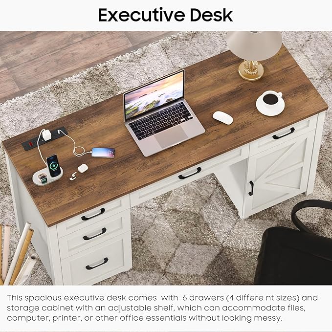 Farmhouse 61'' Executive Desk - Image 5