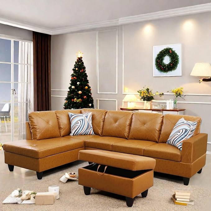L Shaped Sectional Couch with Otttoman, Apartments - Image 5