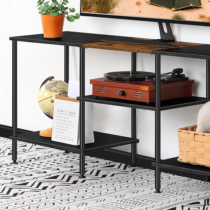 50 Inch TV Stands for Living Room Black Entertainment Center - Image 4