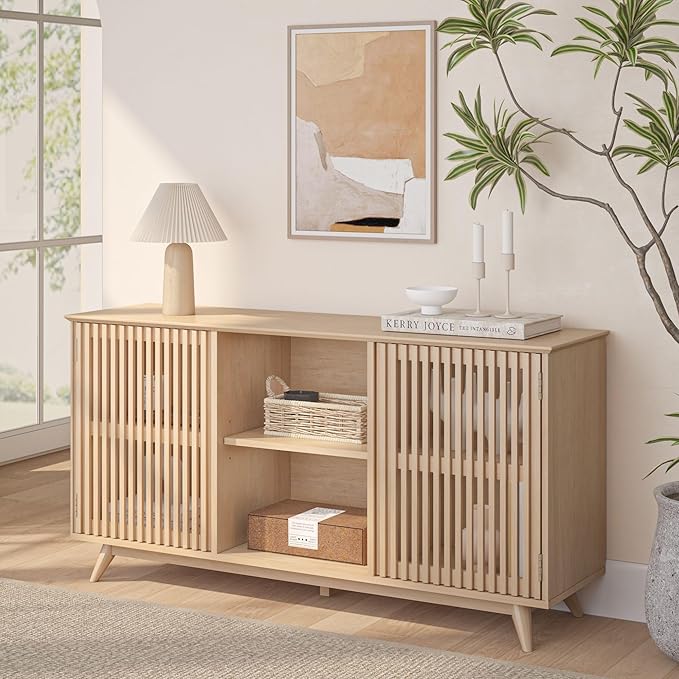 Plank+Beam Mid-Century Modern Wood TV Stand, Solid Wood Entertainment Console by PlankBeam